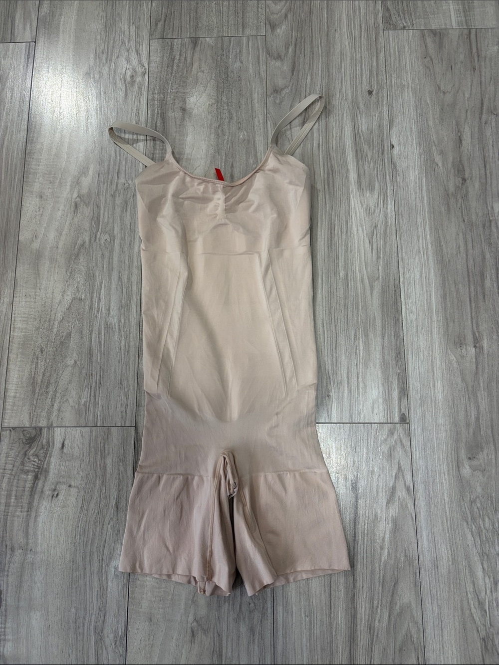 SPANX Light Beige Full-Body Shapewear Bodysuit with Shorts